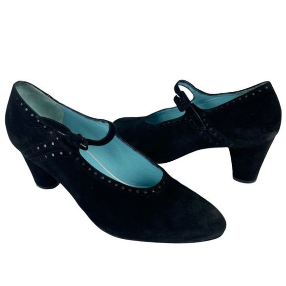 Thierry Rabotin Black Suede Leather Mary Jane Heels Pumps Made in Italy Size 41 - Picture 16 of 16